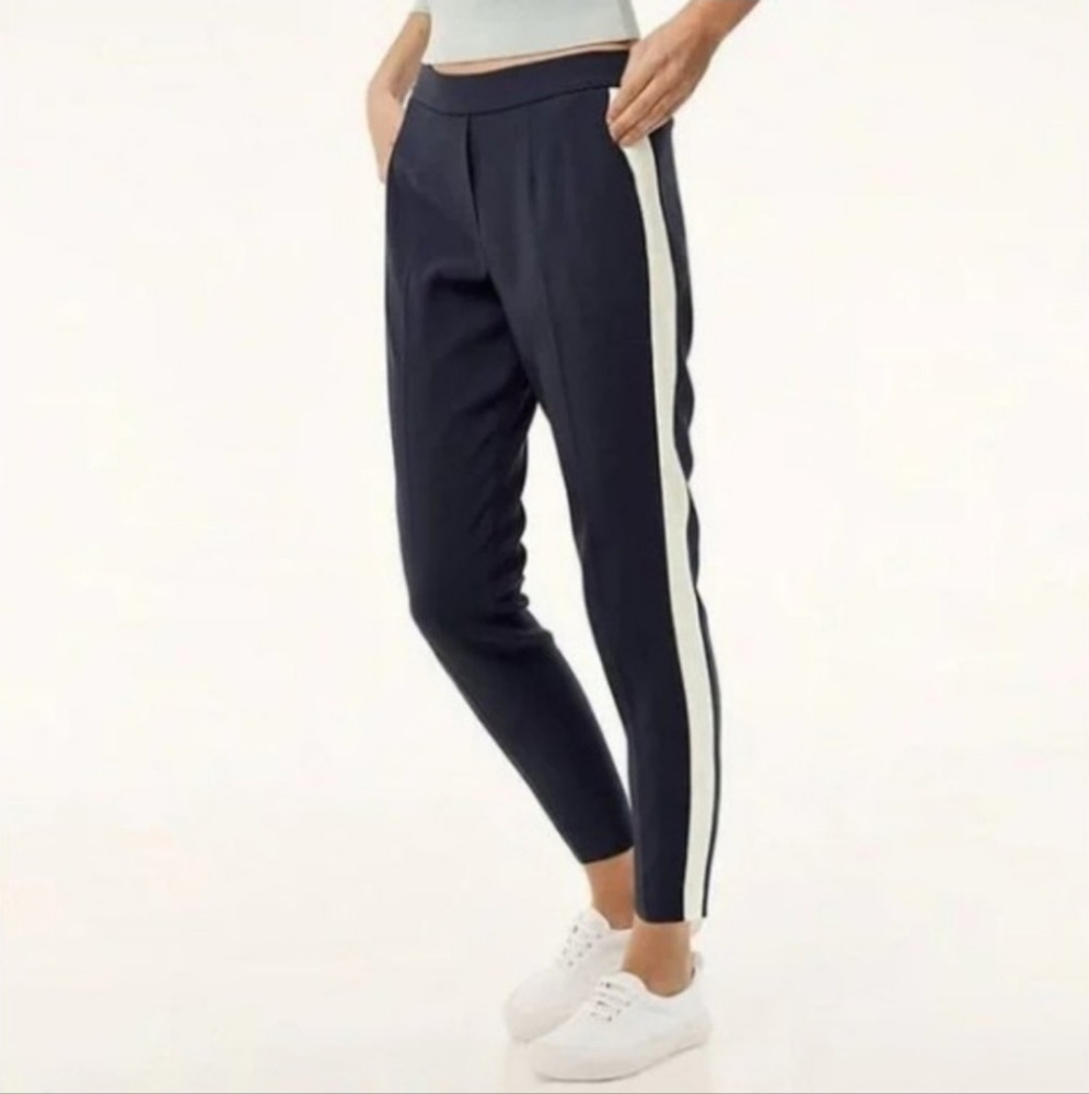Babaton Conan Blue Side Stripe Tuxedo Crepe Ankle Trousers Pants Size 4